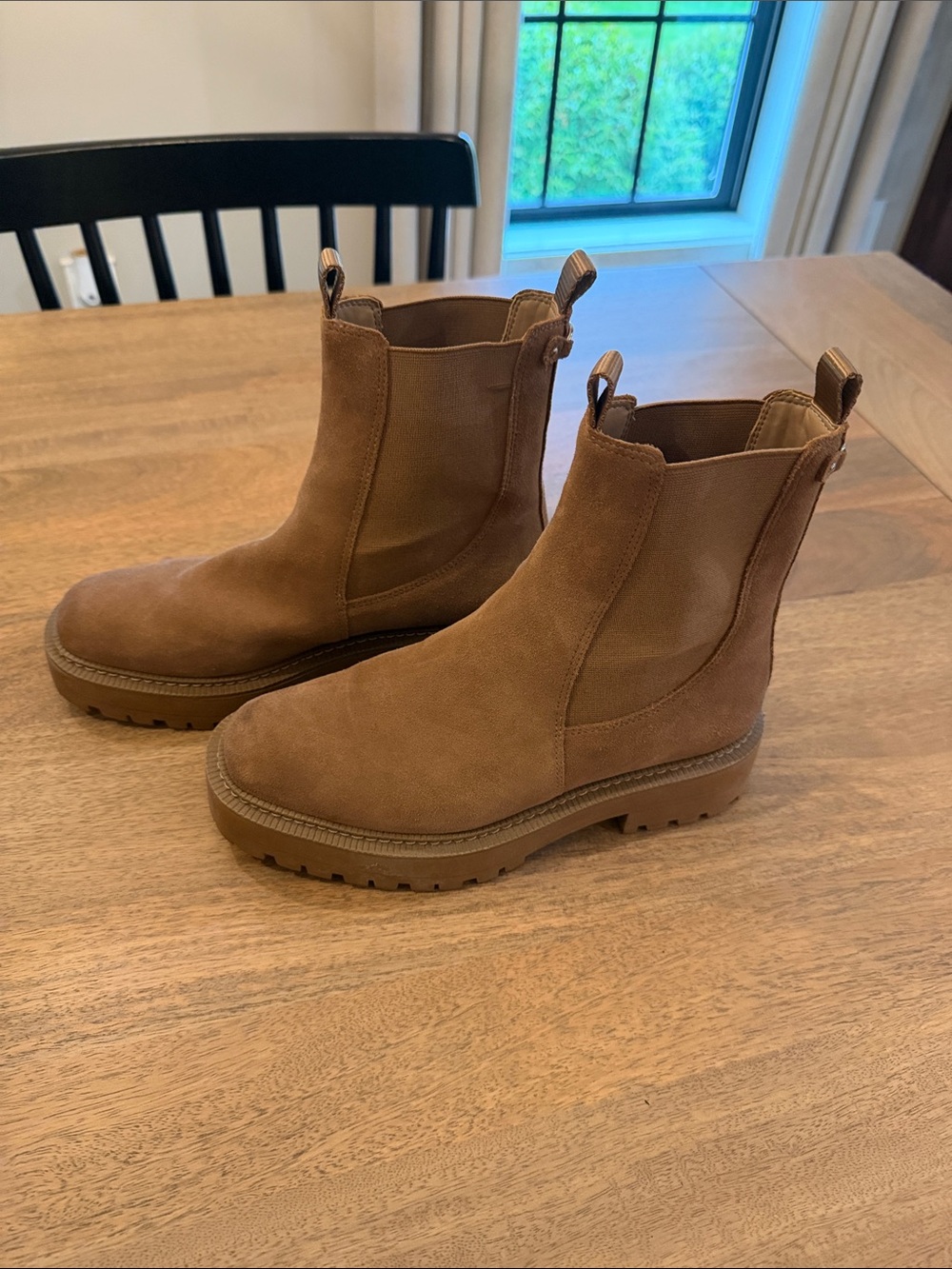Sam Edelman Tan Suede Chelsea Lug Ankle Boots